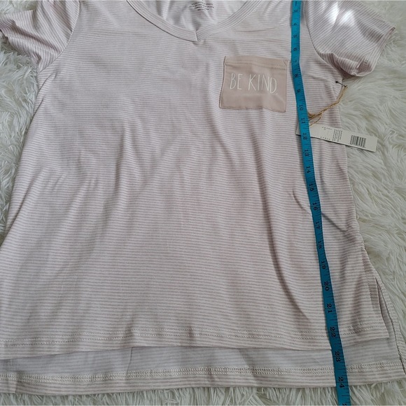 Rae Dunn Striped Hilo Hem Heather Pink Be Kind PJ Top NWT SZ S - Picture 7 of 8